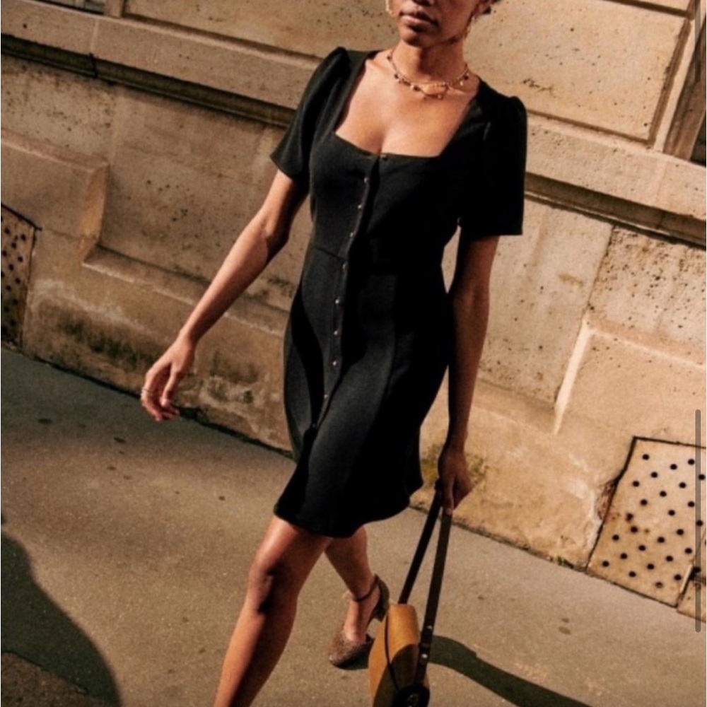 Sezane Lianne Button Front Dress